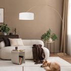Bronzefarbene Bogenlampe Sparkled Light 4304BR – Stilvolle Beleuchtung mit Grobem Leinenschirm