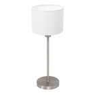 Tafellamp Noor 4411ST – Brushed Steel with White Linen Shade