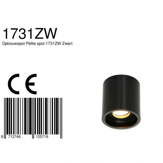 Surface mounted spotlight Pelite spot 1731ZW Black u00d88.5cm