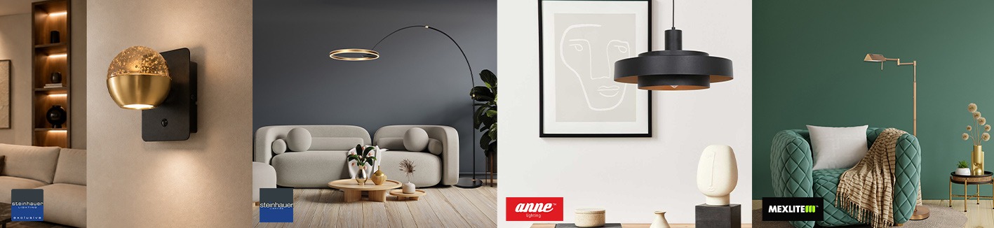 vierluik van 4verschillende lampen en vier verschillende labels