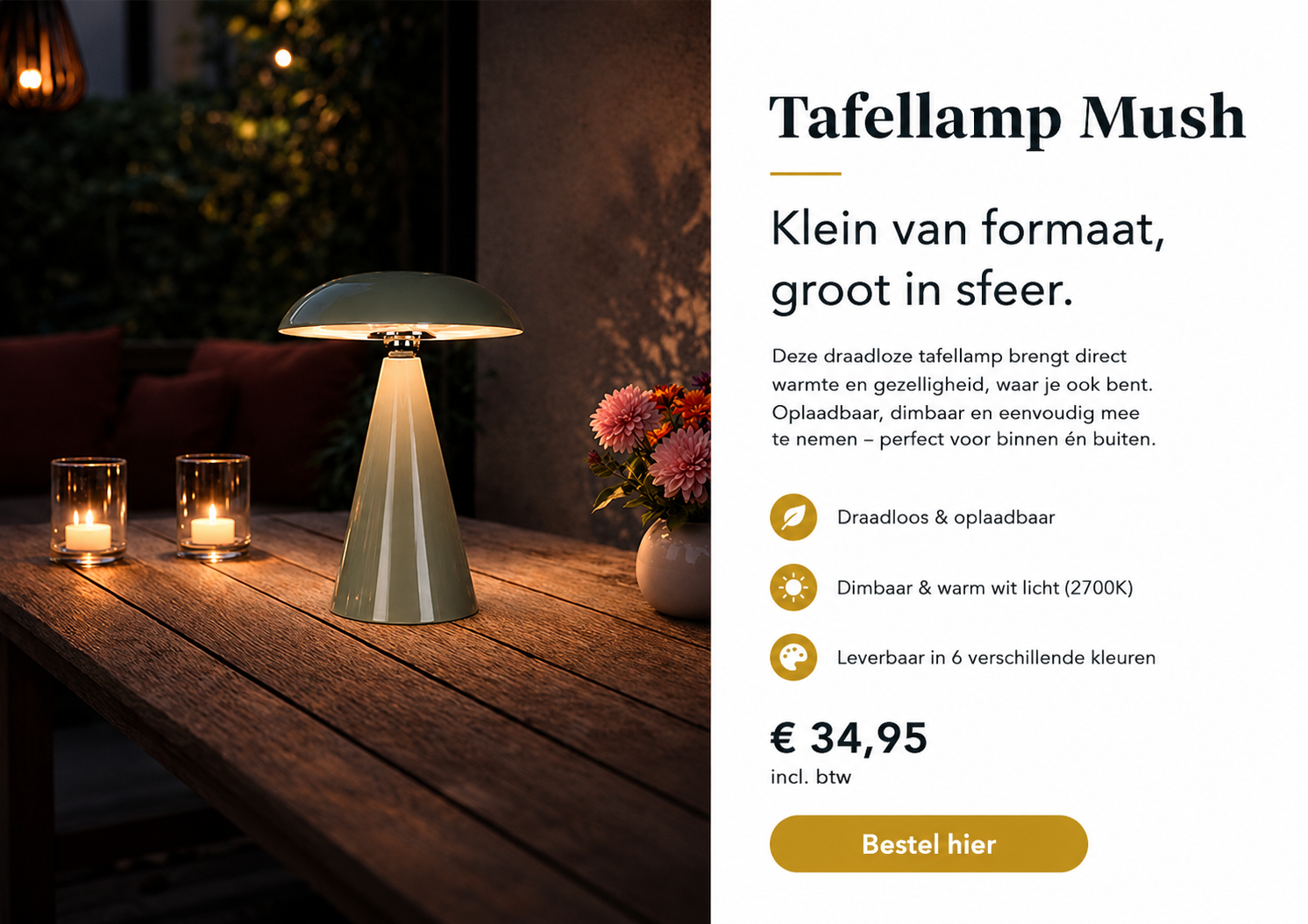 Afbeelding van Mush tafellamp met accu