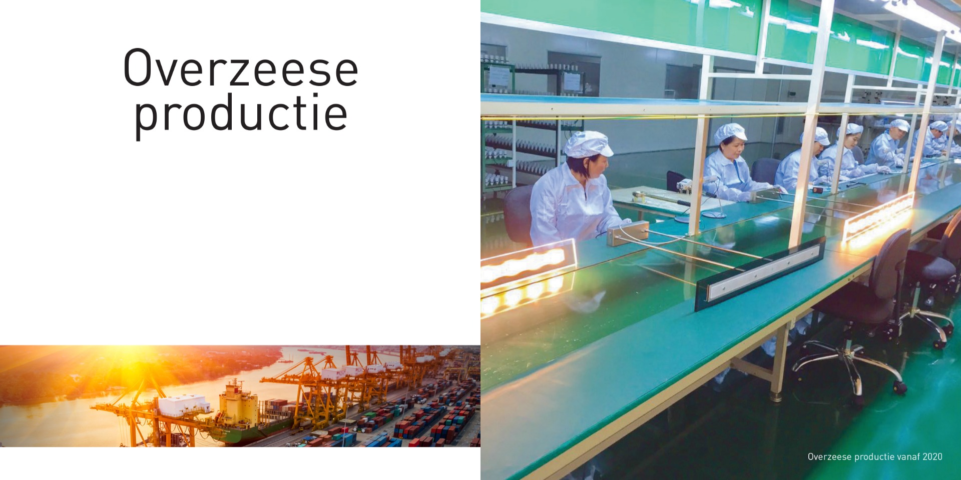 Haven in China en een productie ruimte van lampen
